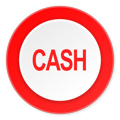 cash red circle 3d modern design flat icon on white background