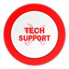 technical support red circle 3d modern design flat icon on white background