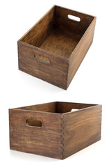 wooden box isolated on white