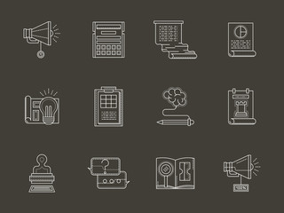 Web development flat white line vector icons