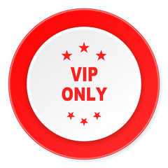 vip only red circle 3d modern design flat icon on white background