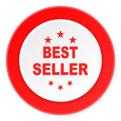 best seller red circle 3d modern design flat icon on white background