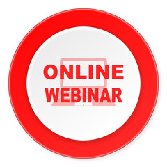 online webinar red circle 3d modern design flat icon on white background