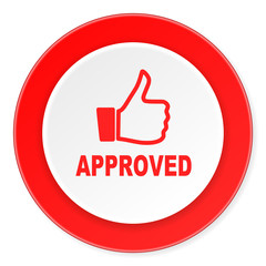 approved red circle 3d modern design flat icon on white background