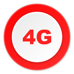 4g red circle 3d modern design flat icon on white background