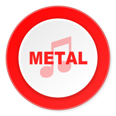 metal music red circle 3d modern design flat icon on white background