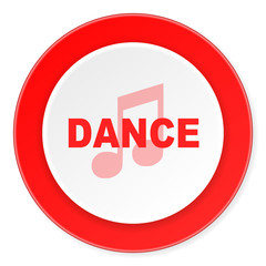 dance music red circle 3d modern design flat icon on white background