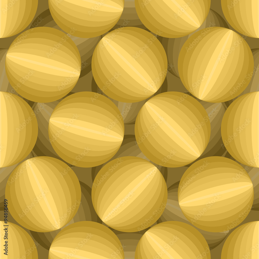 Poster gold 3d balls seamless pattern. three-dimensional vector backgro