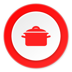 cook red circle 3d modern design flat icon on white background