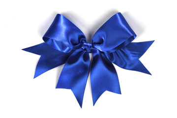 Decorative blue satin bow