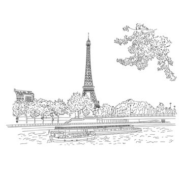 Paris. Vintage vector city sketching for your design