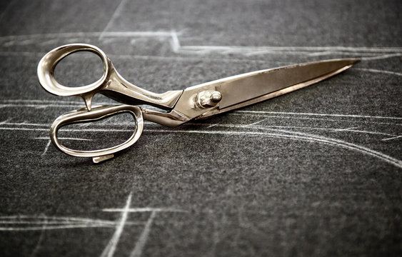 Tailors scissors on fabric
