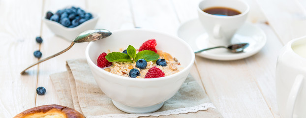 delicious breakfast with muesli