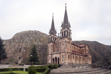 Naklejka na ściany i meble Covadonga - Asturias Spain, Basilica of Santa Maria, Covadonga, Asturias, Spain