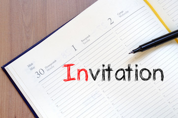 Invitation write on notebook