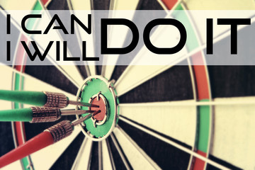 Darts with quote - I can do it. I will do it.