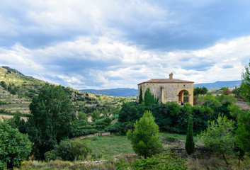 Fototapeta na wymiar Dramatic landscape in Mirambel, Spain.