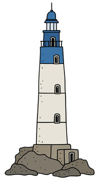 Old stone lighthouse / Hand drawing, not a real building