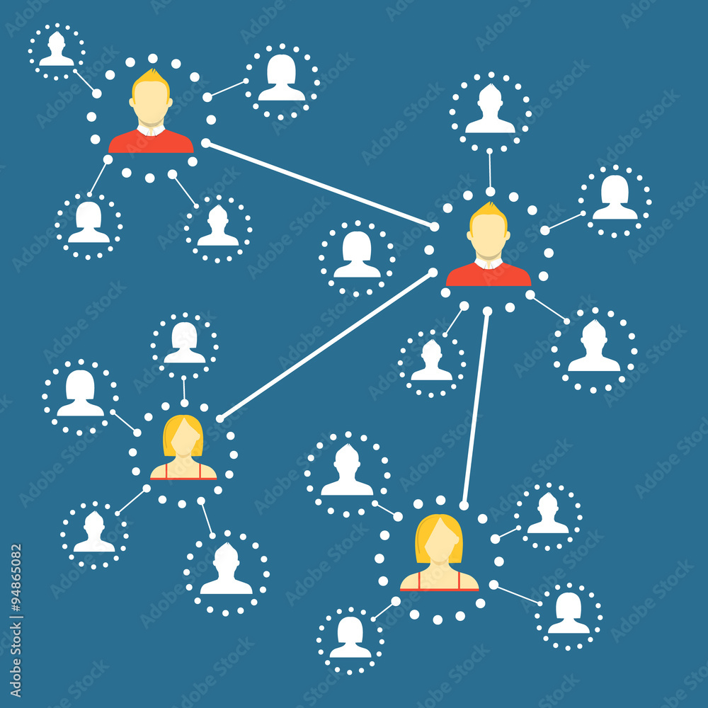 Poster modern web media network scheme. flat design concept