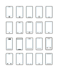Different mobile gadgets set isolated on white