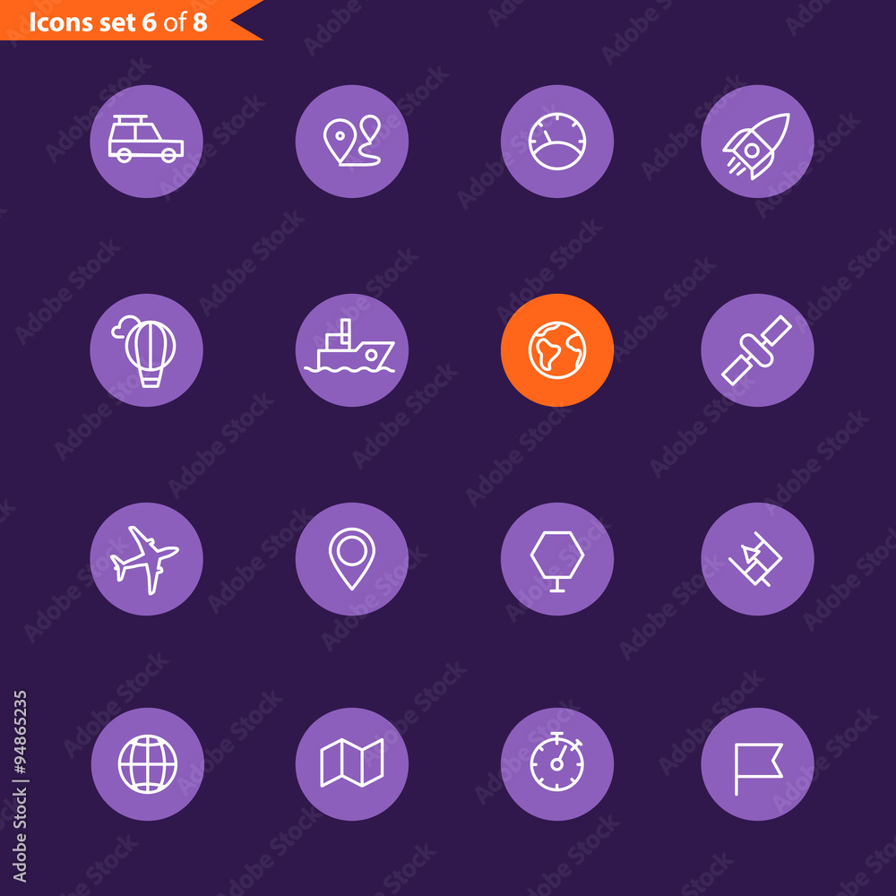 Aufkleber Different line style icons collection. Mobile or web application