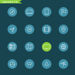 Different line style icons collection. Mobile or web application