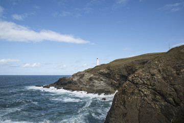 Fototapeta na wymiar Vibrant Summer landscape image of Trevose head in Cornwall Engla