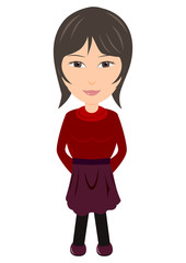 タートルネックとスカートの女性