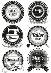 Set of black round badges for tailor shops