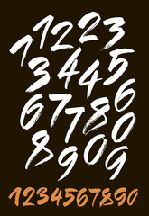 vector set of calligraphic acrylic or ink numbers