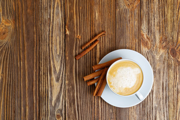 Cup of hot Cappuccino and Cinnamon