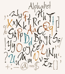 vector set of calligraphic acrylic or ink alphabet.