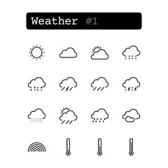 Set line thin icons. Vector. Weather