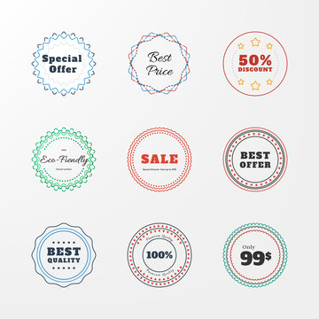 set of badges, stickers. Vector web elements. Sale, discount, price.