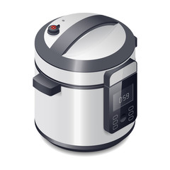 Pressure cooker detailed isometric icon
