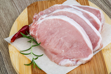 Raw pork steak