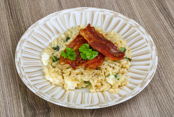 Risotto with mozzarella and bacon