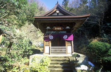 A Japanese pagoda at the Engaku-Ji Zviroku-San Dai-Engaku Kosho Zen-Jin, a Zen Center, Kamakura, Little Old Kyoto, near Tokyo