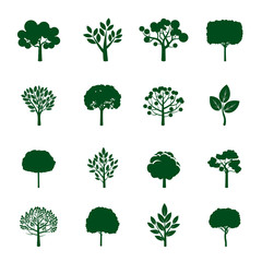 Fototapeta premium Collection of Green Trees. Vector icons.