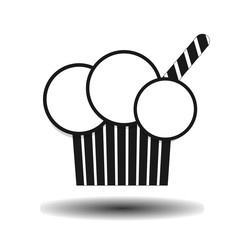 black ice cream cone flat