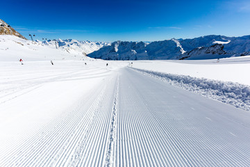 Groomed ski slope at Soelden