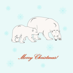 Polar bear mother and baby.