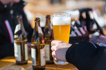 Close-up of beers