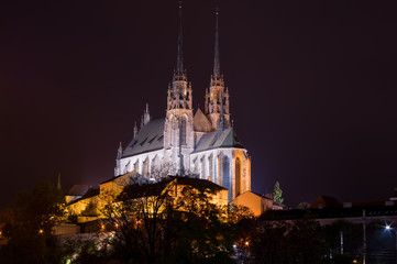 Night picture of Cathedral of St. Peter and Paul, Brno