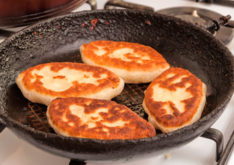 Ukrainian cakes fried in a pan