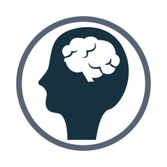 Human head with brain icon