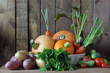Vegetables in a basket. Crop.