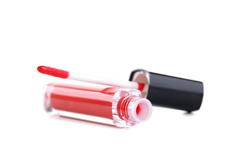 Red lip gloss isolated on a white
