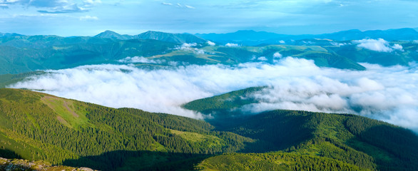 Summer cloudy mountain panorama view