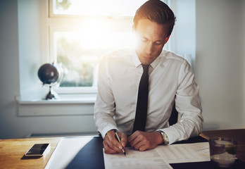 Obraz premium White business man signing a contract